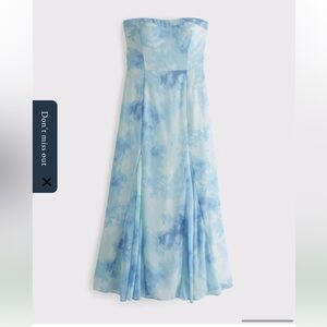 WORN ONCE - A&F Abercrombie Camille Midi Dress in Blue Sz S - Regular - SOLD OUT